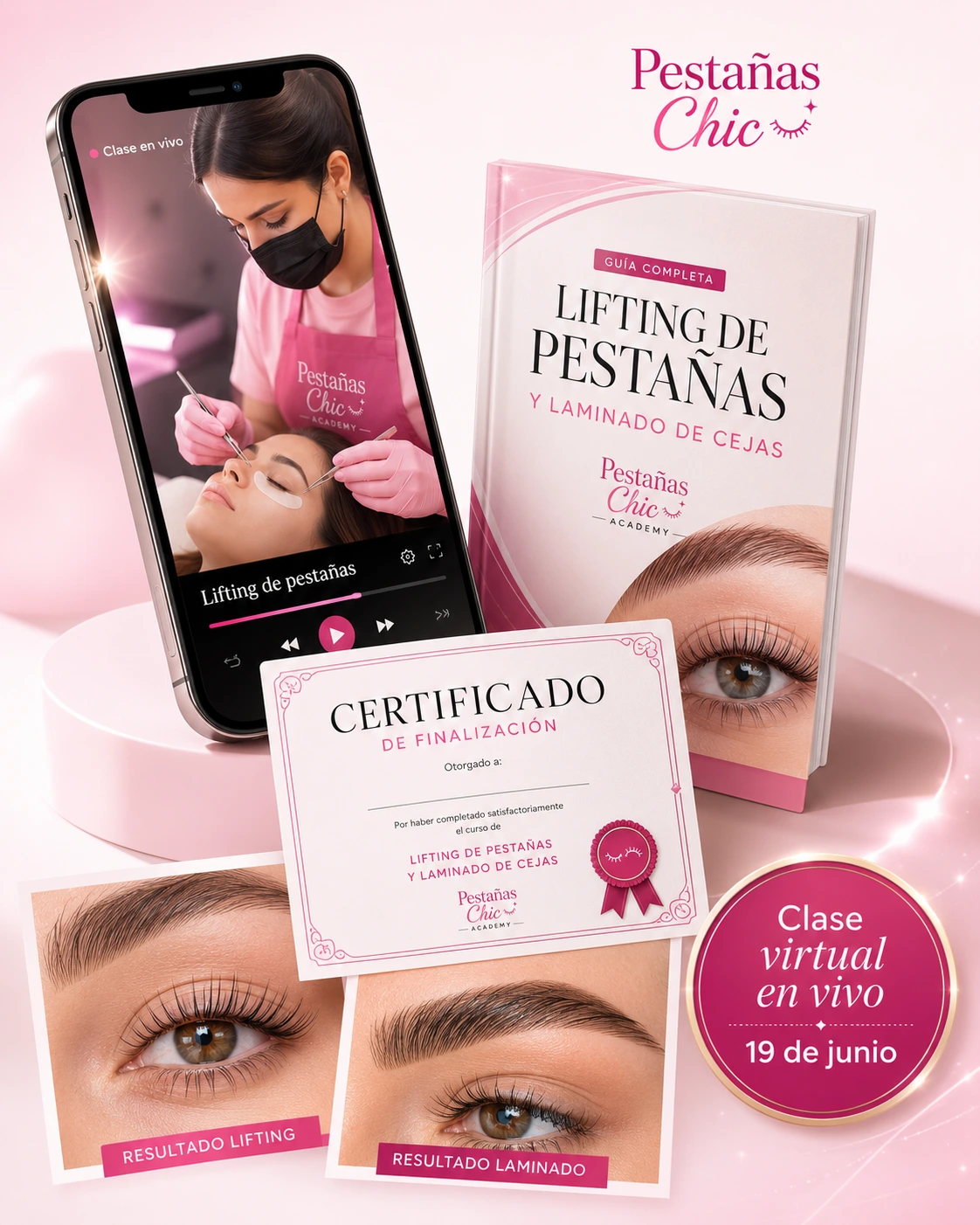 Mockup del curso Lifting Coreano y Laminado de Cejas